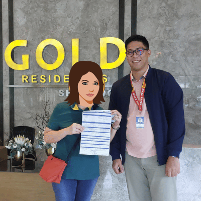 Client with agent at Gold Residences