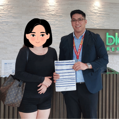 Client with agent at Gold Residences